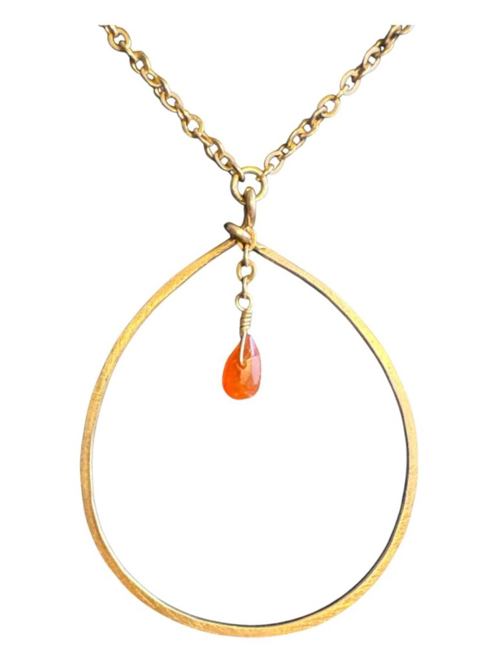 Handcrafted Gold-Plated Necklace With Orange Teardrop Pendant Minimalist Design
